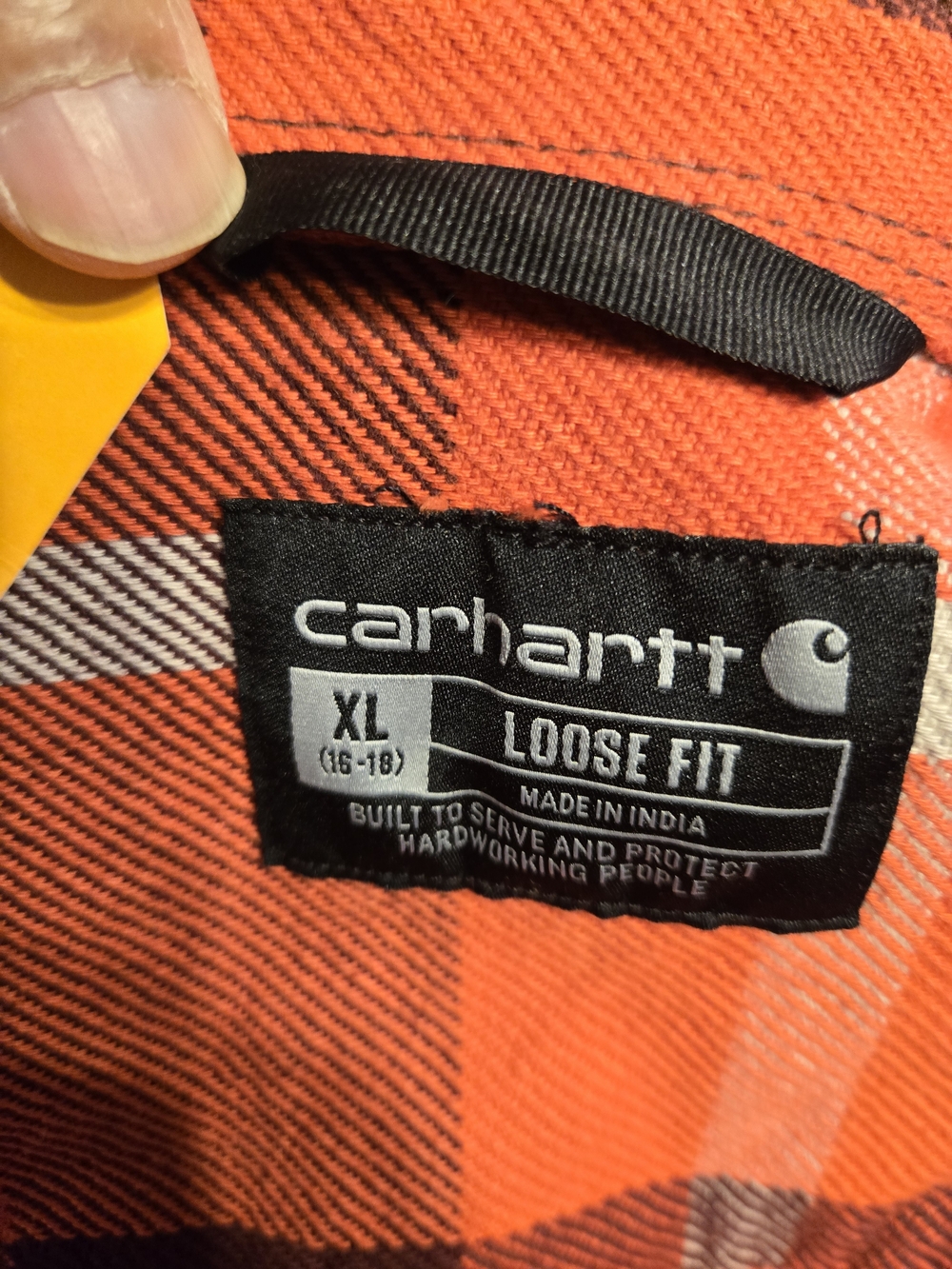 Carhartt Womens Orange Plaid Flannel Work Shirt NWT - Picture 5 of 8